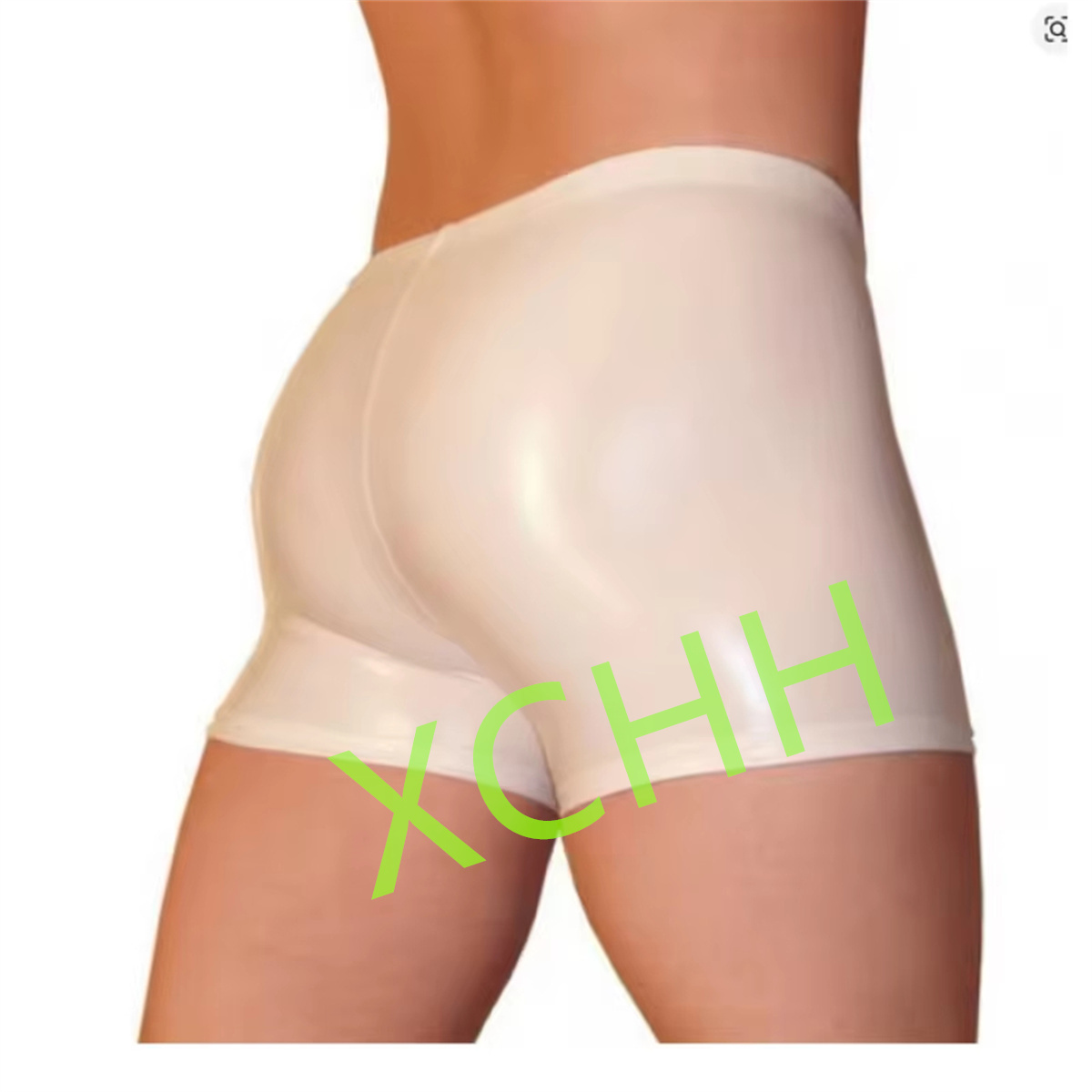 Boyshort Underwear - Latex Men Shorts Rubber Panties White